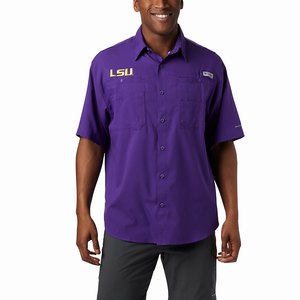 Columbia Collegiate PFG Tamiami™ Shortärmad Skjorta - LSU Herr Lila (OAXYF2043)